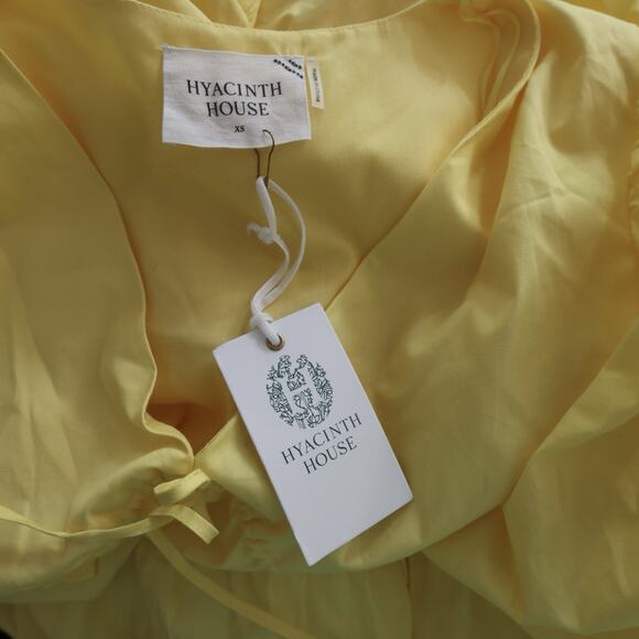 Tuckernuck Hyacinth House Mila V Neck Cotton Tiered Midi Dress in Yellow Size XS - Picture 8 of 14